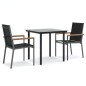 vidaXL Juego de comedor para jardín 3 piezas acero y textilene negro vidaXL Juego de comedor para jardín 3 piezas acero y textilene negro