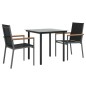 vidaXL Juego de comedor para jardín 3 piezas acero y textilene negro vidaXL Juego de comedor para jardín 3 piezas acero y textilene negro