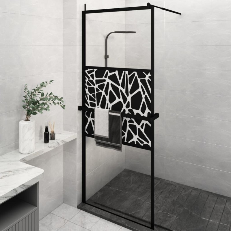 vidaXL Mampara ducha con estante vidrio ESG y aluminio negro 80x195 cm vidaXL Mampara ducha con estante vidrio ESG y aluminio negro 80x195 cm