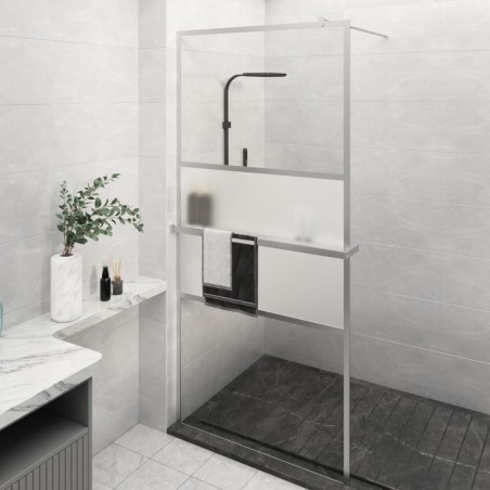 vidaXL Mampara ducha con estante vidrio ESG aluminio cromado 80x195 cm