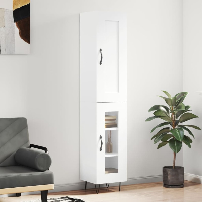 vidaXL Aparador alto madera contrachapada blanco 34,5x34x180 cm vidaXL Aparador alto madera contrachapada blanco 34,5x34x180 cm