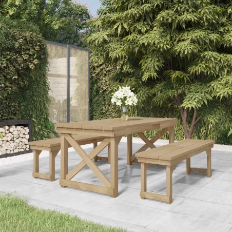 vidaXL Set de comedor para jardín 3 pzas madera maciza pino impregnada