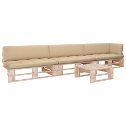 vidaXL Muebles de palets 4 pzas y cojines madera pino impregnada