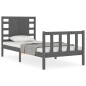 vidaXL Estructura de cama con cabecero madera maciza gris 100x200cm vidaXL Estructura de cama con cabecero madera maciza gris 100x200cm