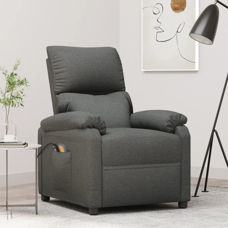 vidaXL Sillón de masaje elevable tela gris oscuro vidaXL Sillón de masaje elevable tela gris oscuro