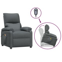 vidaXL Sillón de masaje elevable tela gris oscuro