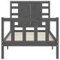 vidaXL Estructura de cama con cabecero madera maciza gris 100x200cm vidaXL Estructura de cama con cabecero madera maciza gris 100x200cm