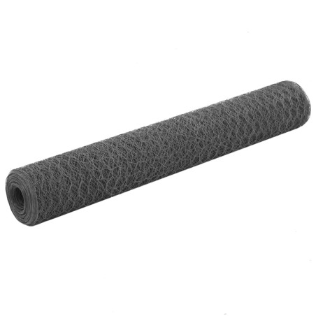 vidaXL Alambrada de gallinero acero revestimiento PVC gris 25x1 m