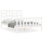 vidaXL Estructura cama de matrimonio con cabecero madera maciza blanco vidaXL Estructura cama de matrimonio con cabecero madera maciza blanco