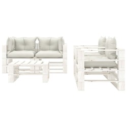  vidaXL Set muebles de jardín de palets 5 pzas madera con cojines beige