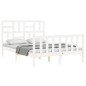 vidaXL Estructura cama de matrimonio con cabecero madera maciza blanco vidaXL Estructura cama de matrimonio con cabecero madera maciza blanco