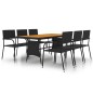 vidaXL Juego de comedor de jardín 7 piezas ratán sintético negro vidaXL Juego de comedor de jardín 7 piezas ratán sintético negro