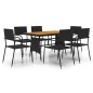 idaXL Juego de comedor de jardín 7 piezas ratán sintético negro idaXL Juego de comedor de jardín 7 piezas ratán sintético negro