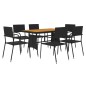 idaXL Juego de comedor de jardín 7 piezas ratán sintético negro idaXL Juego de comedor de jardín 7 piezas ratán sintético negro