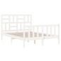 vidaXL Estructura cama de matrimonio con cabecero madera maciza blanco vidaXL Estructura cama de matrimonio con cabecero madera maciza blanco