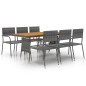 idaXL Juego de comedor de jardín 7 piezas ratán sintético gris idaXL Juego de comedor de jardín 7 piezas ratán sintético gris