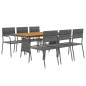 idaXL Juego de comedor de jardín 7 piezas ratán sintético gris idaXL Juego de comedor de jardín 7 piezas ratán sintético gris