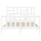 vidaXL Estructura cama de matrimonio con cabecero madera maciza blanco vidaXL Estructura cama de matrimonio con cabecero madera maciza blanco