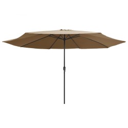 vidaXL Sombrilla de jardín con palo de metal gris taupe 400 cm