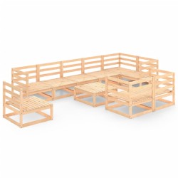vidaXL Juego de muebles de jardín 10 piezas madera maciza de pino