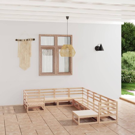 vidaXL Juego de muebles de jardín 10 piezas madera maciza de pino
