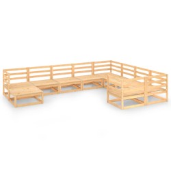 vidaXL Juego de muebles de jardín 10 piezas madera maciza de pino