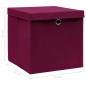 vidaXL Caja de almacenaje con tapa 10 uds tela rojo oscuro 32x32x32 cm vidaXL Caja de almacenaje con tapa 10 uds tela rojo oscuro 32x32x32 cm