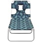 vidaXL Tumbona plegable con cojín de cabeza acero estampado de hojas vidaXL Tumbona plegable con cojín de cabeza acero estampado de hojas