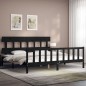 vidaXL Estructura cama de matrimonio con cabecero madera maciza negro vidaXL Estructura cama de matrimonio con cabecero madera maciza negro