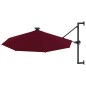 vidaXL Sombrilla de pared con LEDs y poste de metal 300 cm burdeos vidaXL Sombrilla de pared con LEDs y poste de metal 300 cm burdeos