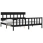 vidaXL Estructura cama de matrimonio con cabecero madera maciza negro vidaXL Estructura cama de matrimonio con cabecero madera maciza negro
