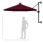 vidaXL Sombrilla de pared con LEDs y poste de metal 300 cm burdeos vidaXL Sombrilla de pared con LEDs y poste de metal 300 cm burdeos