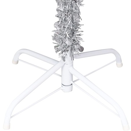 vidaXL Árbol de Navidad preiluminado con luces y bolas plateado 120 cm