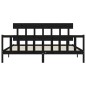 vidaXL Estructura cama de matrimonio con cabecero madera maciza negro vidaXL Estructura cama de matrimonio con cabecero madera maciza negro