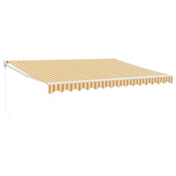 vidaXL Toldo retráctil aluminio y tela amarillo y blanco 4x3 m
