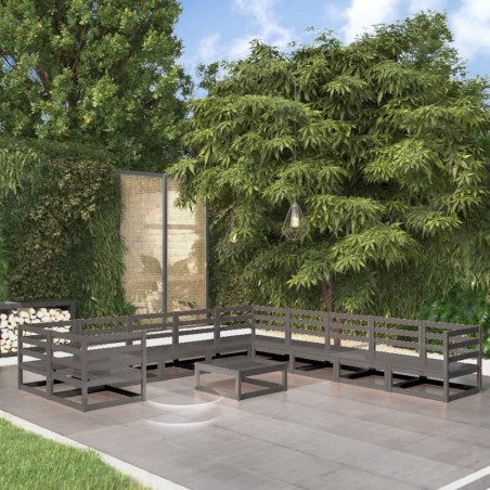 vidaXL Juego de muebles de jardín 11 piezas madera maciza de pino