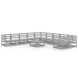 vidaXL Juego de muebles de jardín 11 piezas madera maciza de pino
