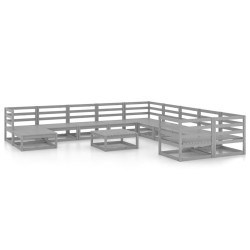 vidaXL Juego de muebles de jardín 12 piezas madera maciza de pino