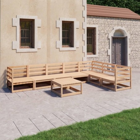 vidaXL Juego de muebles de jardín 8 piezas madera maciza de pino