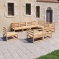 vidaXL Juego de muebles de jardín 9 piezas madera maciza de pino vidaXL Juego de muebles de jardín 9 piezas madera maciza de pino
