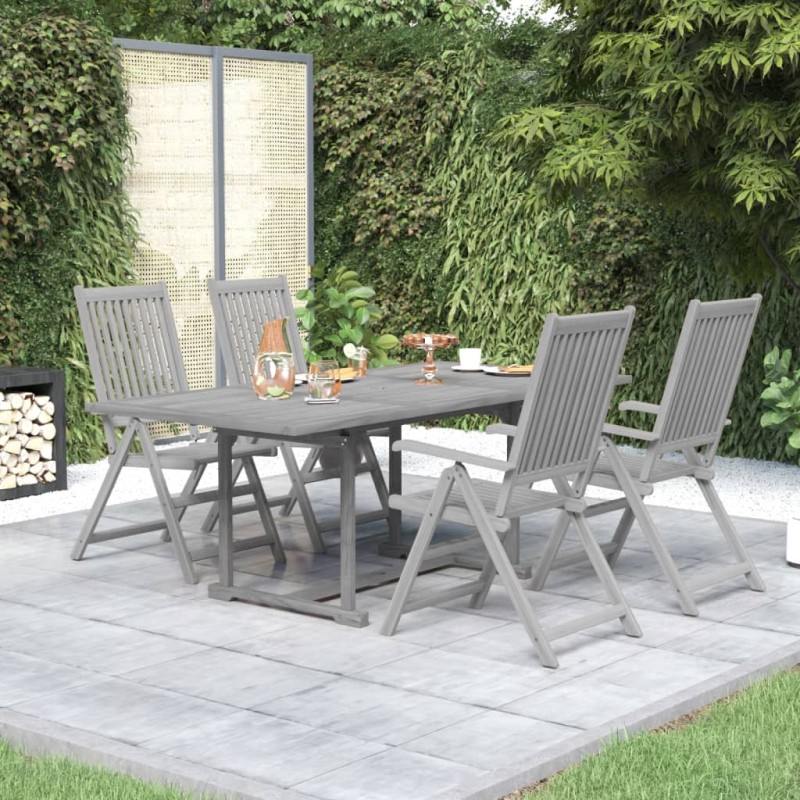 vidaXL Juego de comedor de jardín 5 piezas madera maciza de acacia vidaXL Juego de comedor de jardín 5 piezas madera maciza de acacia