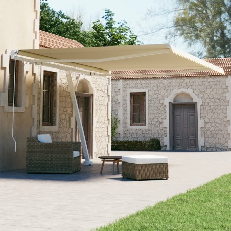 vidaXL Toldo de pie retráctil manual crema 450x300 cm