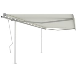 vidaXL Toldo retráctil manual con postes crema 4,5x3 m