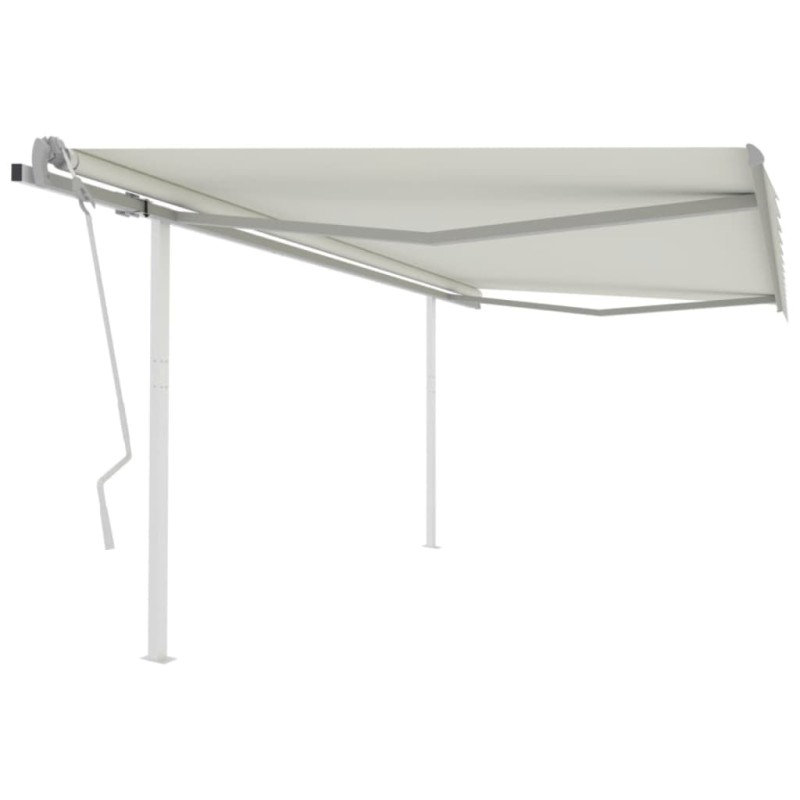 vidaXL Toldo retráctil manual con postes crema 4,5x3 m vidaXL Toldo retráctil manual con postes crema 4,5x3 m