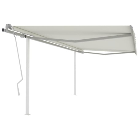 vidaXL Toldo retráctil manual con postes crema 4,5x3 m
