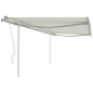 vidaXL Toldo retráctil manual con postes crema 4,5x3 m vidaXL Toldo retráctil manual con postes crema 4,5x3 m