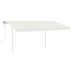 vidaXL Toldo retráctil manual con postes crema 4,5x3 m