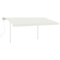 vidaXL Toldo retráctil manual con postes crema 4,5x3 m vidaXL Toldo retráctil manual con postes crema 4,5x3 m