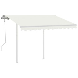 vidaXL Toldo retráctil manual con postes crema 3,5x2,5 m