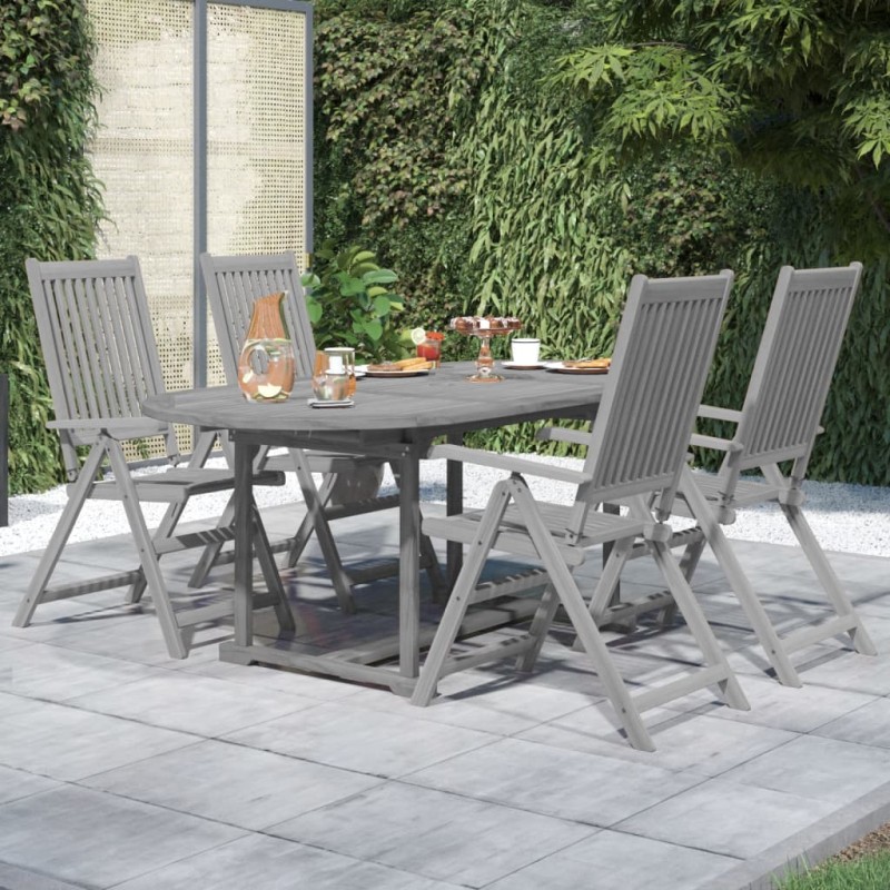 vidaXL Juego de comedor de jardín 5 piezas madera maciza de acacia vidaXL Juego de comedor de jardín 5 piezas madera maciza de acacia